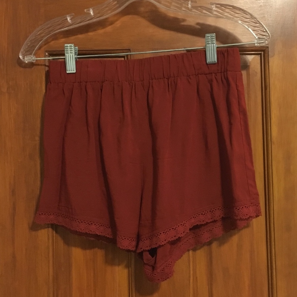 Burnt orange flowy shorts from Forever 21